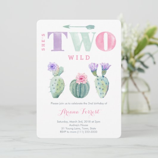 Ze is TWEE wild in TWEE de wilde 2e verjaardag Kaart (Staand voorkant)