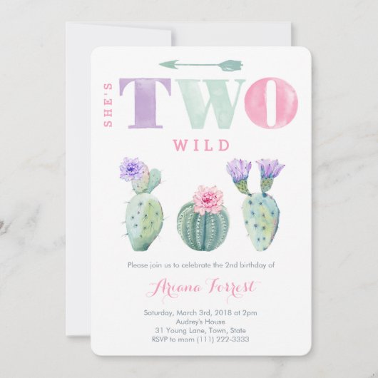 Ze is TWEE wild in TWEE de wilde 2e verjaardag Kaart (Voorkant)