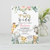 Ze is twee wilde bloemen safari 2e verjaardag kaart (Staand voorkant)