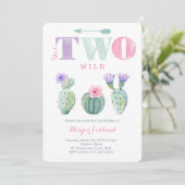 Ze is TWEE Wilde Meisjes Tweede Dag Cactus Party Kaart (Staand voorkant)