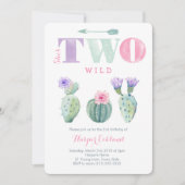 Ze is TWEE Wilde Meisjes Tweede Dag Cactus Party Kaart (Voorkant)