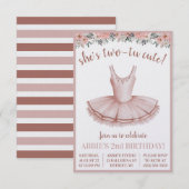 Ze is Two-Tu Schattige! Ballerina 2e verjaardag th Kaart (Voorkant / Achterkant)