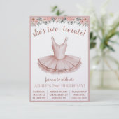 Ze is Two-Tu Schattige! Ballerina 2e verjaardag th Kaart (Staand voorkant)