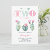 Ze is TWO wild 2e verjaardag cacti nodigt haar uit Kaart (Staand voorkant)