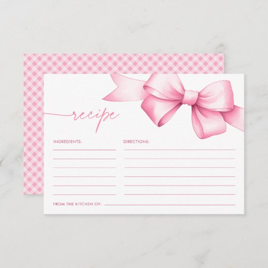 Ze is Tying the Knot Pink Bow Shower Recept Informatiekaartje (Voorkant / Achterkant)