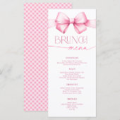 Ze is Tying the Knot Pink Bow Vrijgezellenfeest Br Menu (Voorkant / Achterkant)