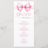 Ze is Tying the Knot Pink Bow Vrijgezellenfeest Br Menu (Voorkant)