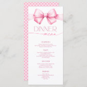 Ze is Tying the Knot Pink Bow Vrijgezellenfeest Di Menu (Voorkant / Achterkant)