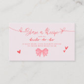 Ze is Tying the Knot Pink Bow Vrijgezellenfeest Re Informatiekaartje (Voorkant)