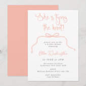 Ze is Tying the Knot Pink Fun Bow Vrijgezellenfees Kaart (Voorkant / Achterkant)