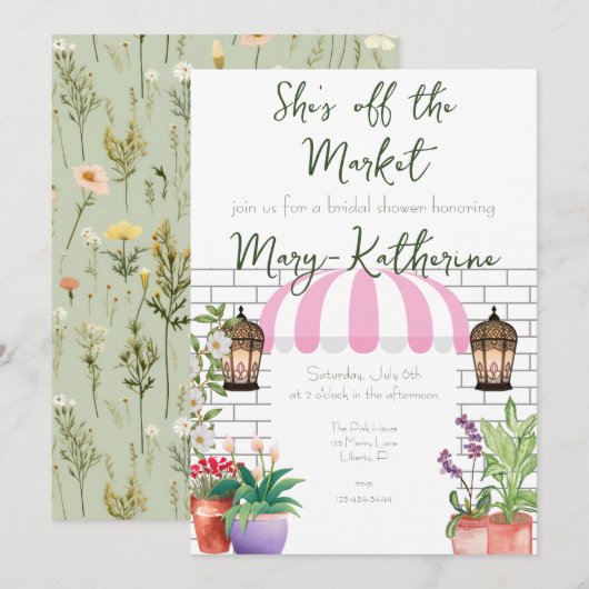 Ze is van de Market Vrijgezellenfeest Invite Kaart (Voorkant / Achterkant)