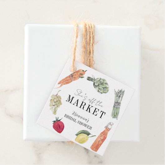 Ze is van de markt af Boerenmarkt Bruiloftsshowers Bedankjes Labels (In situ)