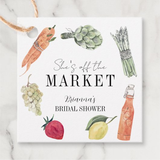 Ze is van de markt af Boerenmarkt Bruiloftsshowers Bedankjes Labels (Voorkant)