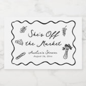 Ze is van de Markt Af Bold & Wispelturig Handgetek Sparkling Wijnetiket (Enkel label)