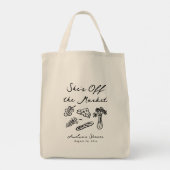 Ze is van de markt Afgeleid & Whimsical Handgeteke Tote Bag (Achterkant)