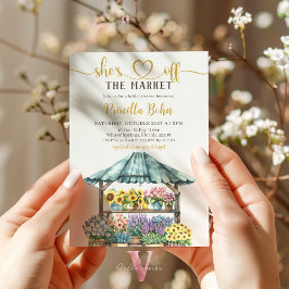 Ze is van de markt Bloem Bruids Douche uitnodiging