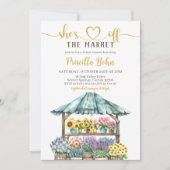 Ze is van de markt Bloem Bruids Douche uitnodiging (Voorkant)