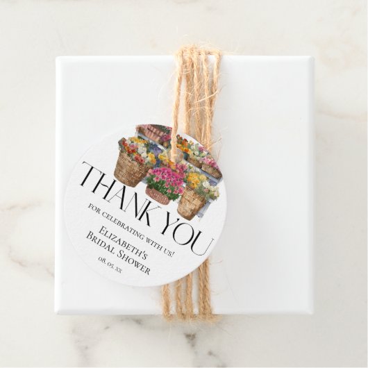 Ze is van de markt bloemen winkel dank u bedankjes labels (In situ)