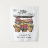 Ze is van de markt Bloemenwinkel Bruids achtergron Wandkleed (Voorkant)