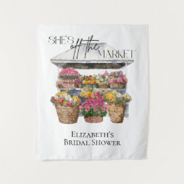 Ze is van de markt Bloemenwinkel Bruids achtergron Wandkleed