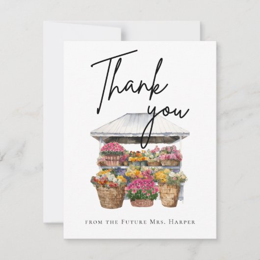 Ze is van de markt bloemenwinkel dank u kaart (Voorkant)
