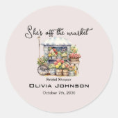 Ze is van de markt boerderij kraam bruidsfeest ronde sticker (Voorkant)