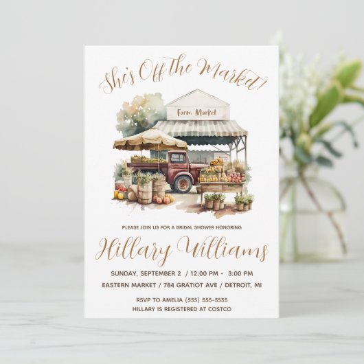 Ze is van de markt! Boerderij Market Vrijgezellenf Kaart (Staand voorkant)