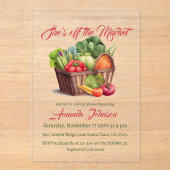 Ze is van de markt boerderij Vrijgezellenfeest Acryl Uitnodigingen (Voorkant)