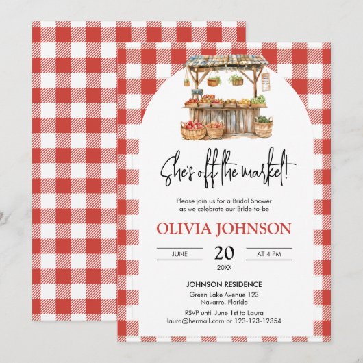 Ze is van de markt boeren markt Vrijgezellenfeest Kaart (Voorkant / Achterkant)