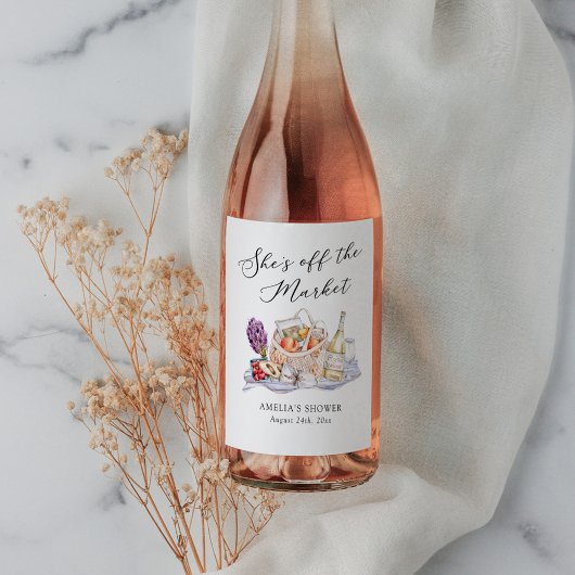 Ze is van de markt Boerengemarkte bruidsborrel Wijn Etiket