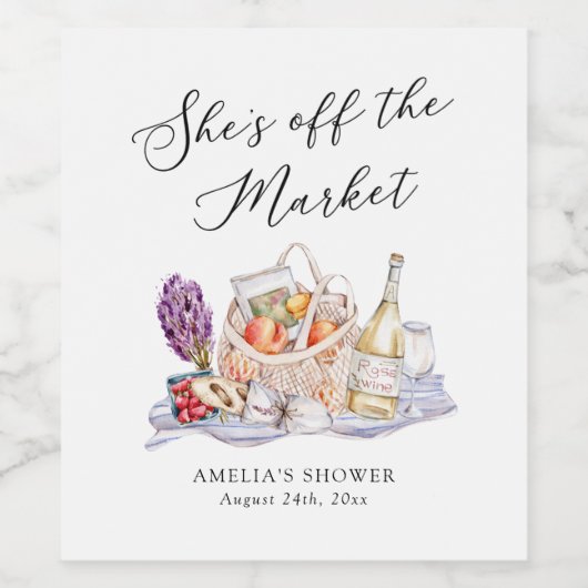 Ze is van de markt Boerengroentemarkt Bruiloft Bri Wijn Etiket (Enkel label)