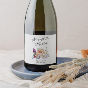 Ze is van de markt Boerenmarkt Bruidsborrel Sparkling Wijnetiket
