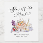 Ze is van de markt Boerenmarkt Bruidsborrel Wijn Etiket (Enkel label)