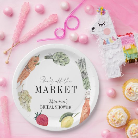 Ze is van de markt Boerenmarkt Bruidsmeisjes Papieren Bordje (Feest)