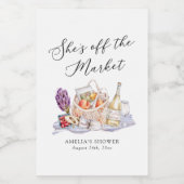 Ze is van de markt Boerinnenmarkt Bruiloftsborrel Wijn Etiket (Enkel label)