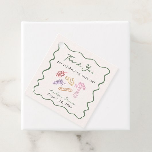 Ze is van de Markt Bold & Whimsical Handgetekend Bedankjes Labels (In situ)