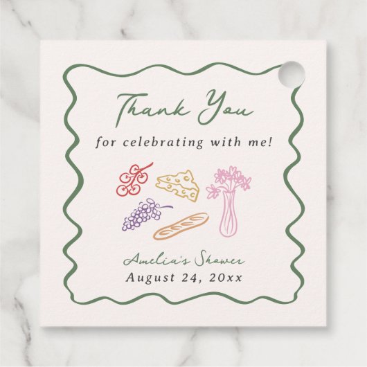 Ze is van de Markt Bold & Whimsical Handgetekend Bedankjes Labels (Achterkant)