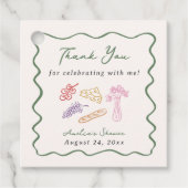 Ze is van de Markt Bold & Whimsical Handgetekend Bedankjes Labels (Voorkant)