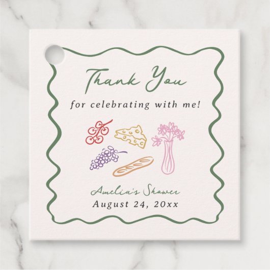 Ze is van de Markt Bold & Whimsical Handgetekend Bedankjes Labels (Voorkant)