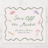 Ze is van de markt Bold & Whimsical Handgetekend Sparkling Wijnetiket (Enkel label)