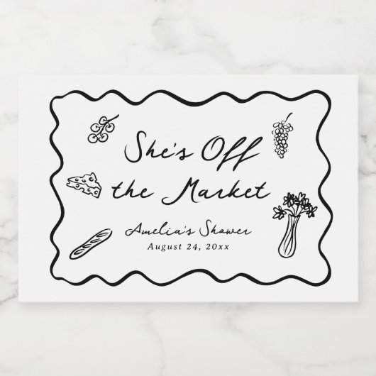 Ze is van de markt Bold & Whimsical Handgetekend Sparkling Wijnetiket (Enkel label)