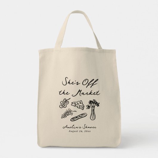 Ze is van de Markt Bold & Whimsical Handgetekend Tote Bag (Achterkant)