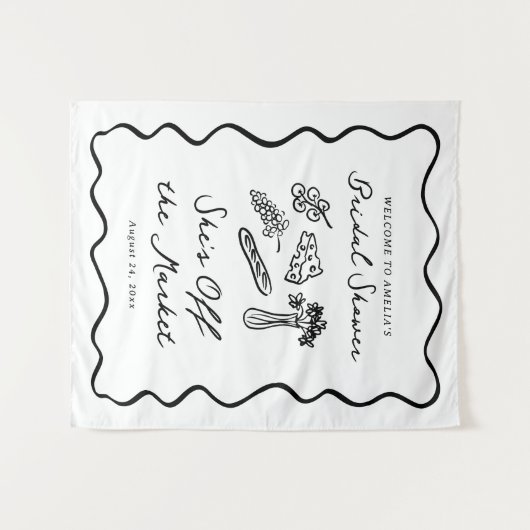 Ze is van de Markt Bold & Whimsical Handgetekend Wandkleed (Voorkant (horizontaal))