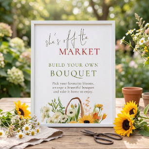 Ze is van de markt Bouquet Bruidsdouche Poster