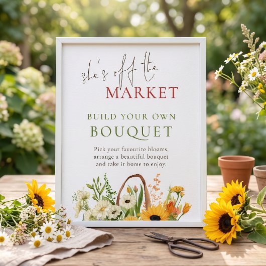 Ze is van de markt Bouquet Bruidsdouche Poster