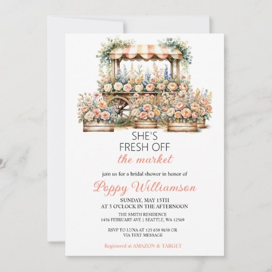 Ze is van de markt Bridal Shower uitnodiging (Voorkant)