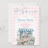 Ze is van de markt bruids douche uitnodiging (Voorkant)