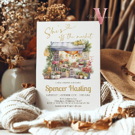 Ze is van de markt bruids douche uitnodiging