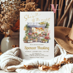 Ze is van de markt bruids douche uitnodiging