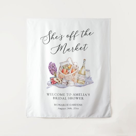 Ze is van de Markt Bruidsborrel Welkom Wandkleed (Voorkant)